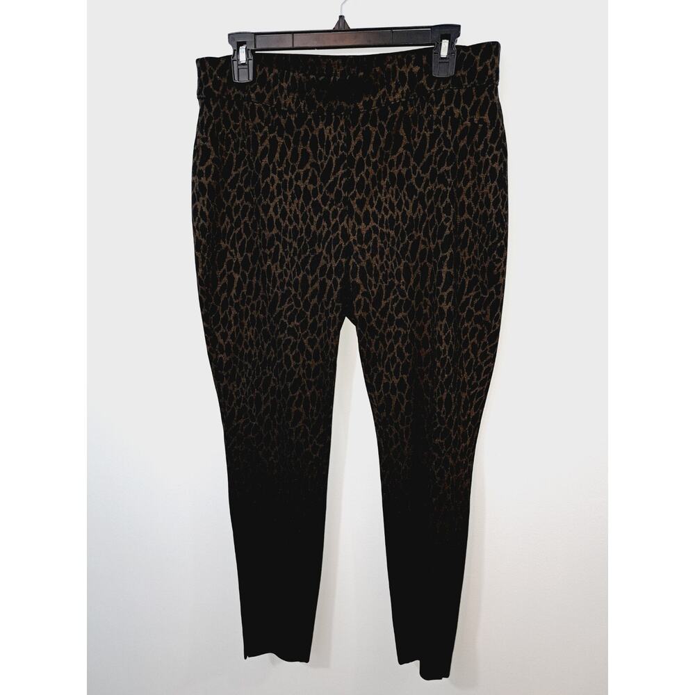 Chico's Size 2 (12) Animal Print Pants Brown Black Rayon Blend Casual Slim Fit
